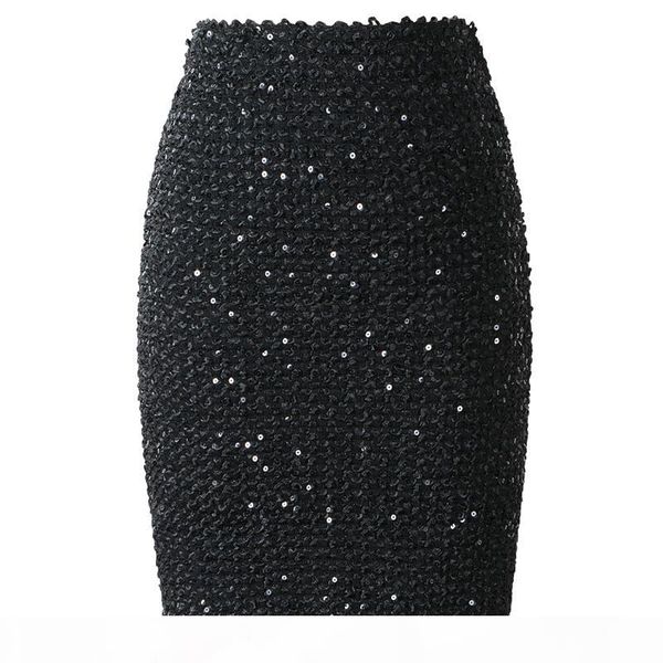 

neophil 2018 spring women sequined patchwork shinny pencil mini skirts high waist black party bandage girls long saia s1802