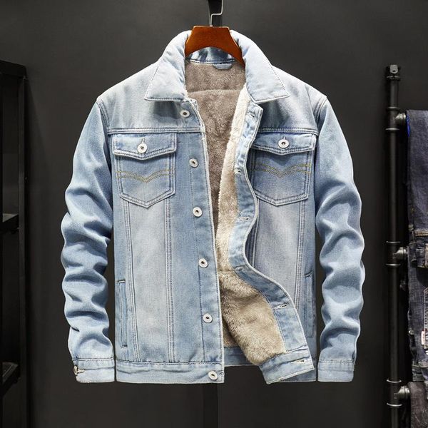 

autumn spring cashmere new men's denim jacket men korean version slim thickened warm jacket chaqueta hombre streetwear masculino, Black;brown