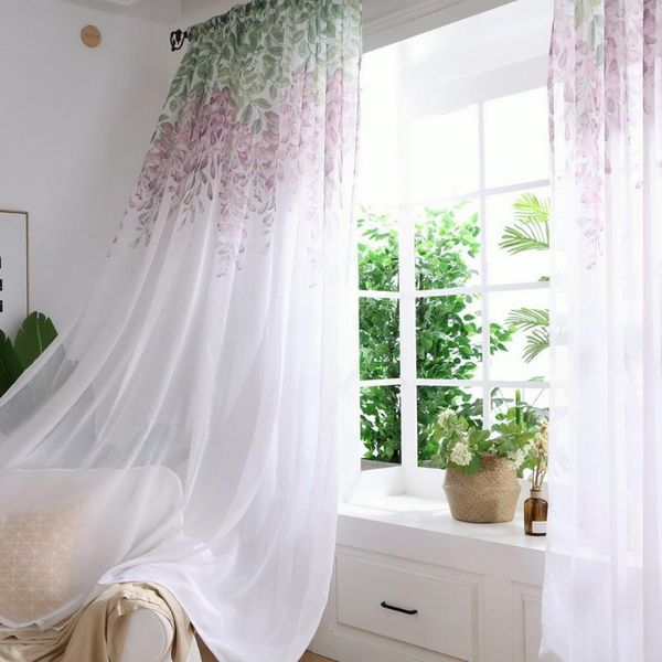

curtain & drapes tulle printed modern flower separated living room bedroom kitchen draped panel transparent home