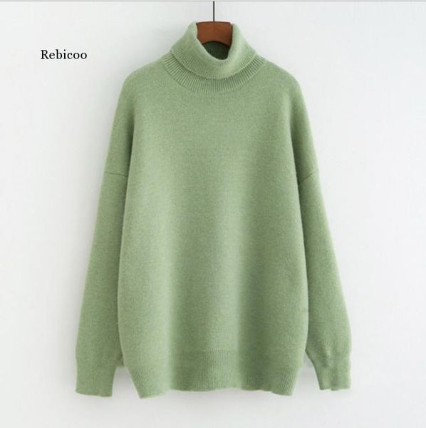 

women's turtleneck sweaters thick warm pullover cashmere jumper soft oversized knitwear sweater korean women jumpers, White;black