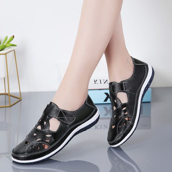 

dress shoes women's sandals summer ladies girls comfortable ankle hollow round toe female soft beach sole plus size ywtc, Black