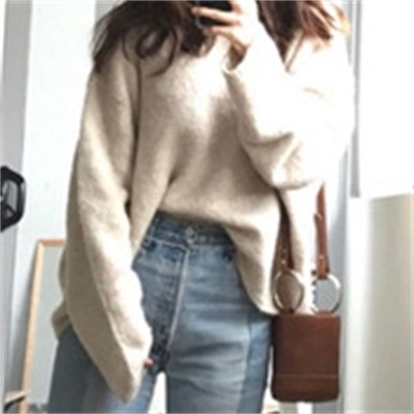 

2021 autumn and winter new classic round neck loose silhouette drop shoulder cashmere pullover women 88x2, White;black