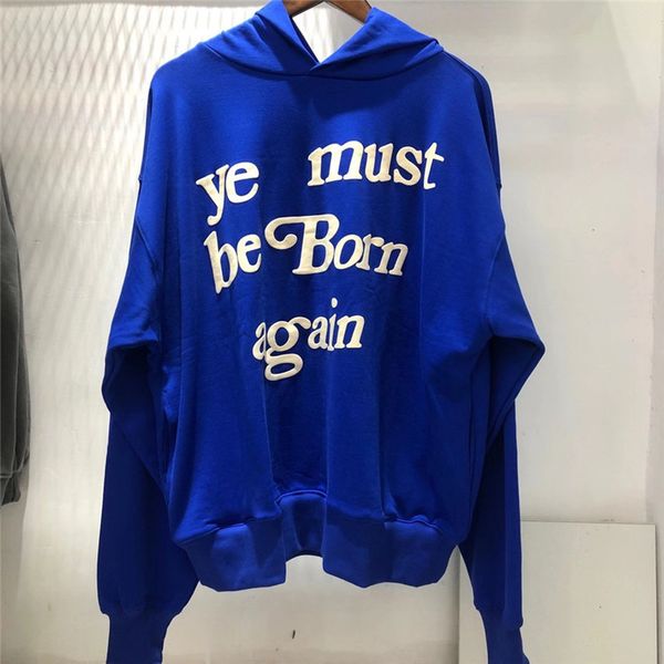 

2021 new blue kanye west cpfm kid cudi hoodie hoody men women loose ye must be born again pullover up0k, Black