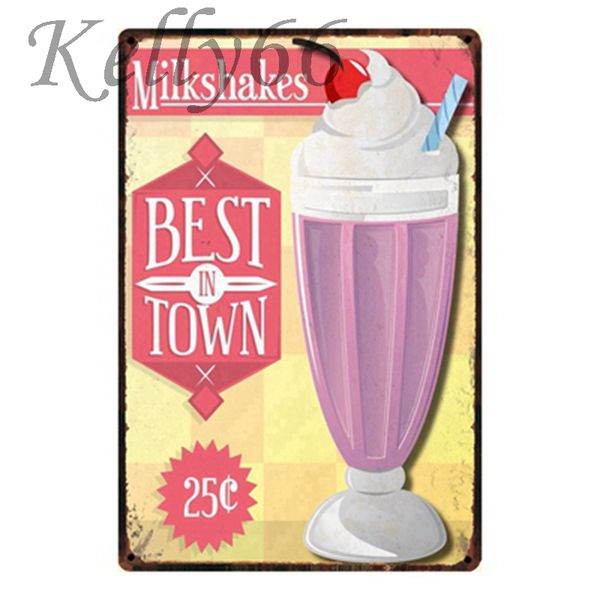 

milk shakes metal sign painting vintage wall poster decor for store market bar retro craft 20*30 cm size y-1077