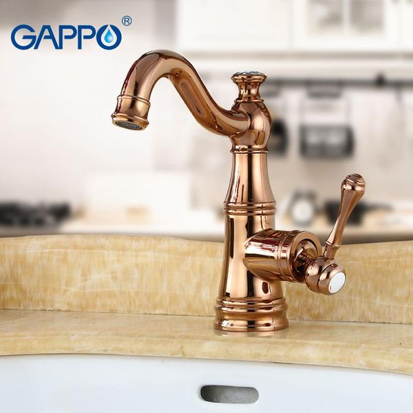 

bathroom sink faucets gappo basin faucet brass mixer taps waterfall bath deck mounted rose golden
