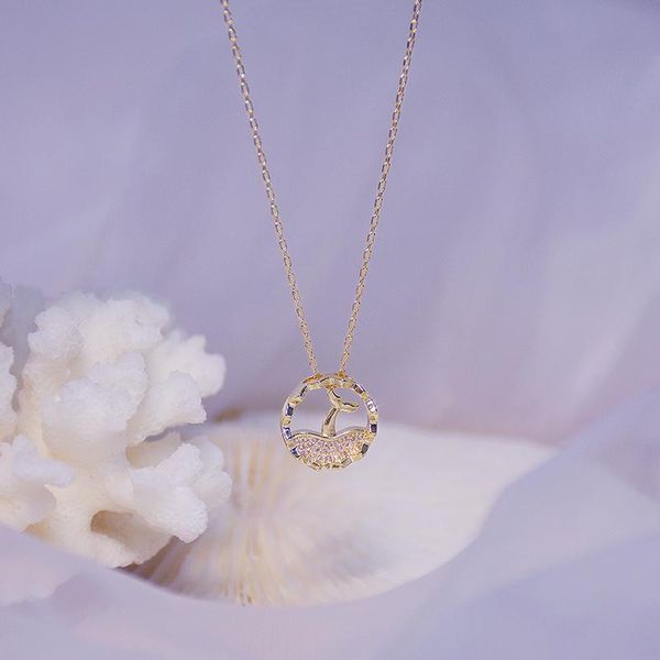 

pendant necklaces delicate temperament, fishtail necklace lady zircon, Silver