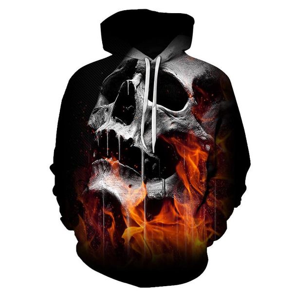 

men's hoodies & sweatshirts sudadera con capucha para hombre, estampado 3d , estilo punk creativo, calavera, moda de, Black