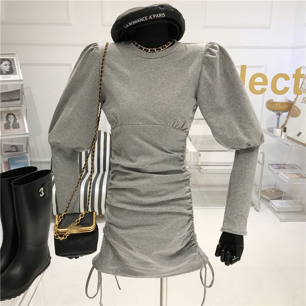 

sensitive design for women's cordon spring versatile pullover around gray waist dress uh13, Black;gray