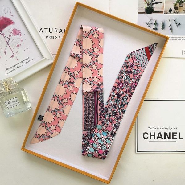 

scarves small silk scarf women shirt tie decoration korean fashion ladies neck hair wrap handbag ribbon, Blue;gray