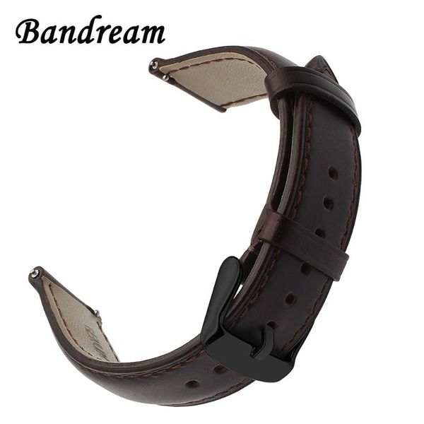 

watch bands imported genuine leather watchband 18mm 20mm 22mm quick release universal band black steel clasp strap wrist belt bracelet, Black;brown