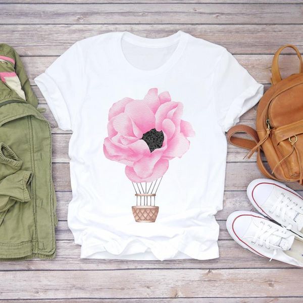 

women watercolor floral elegant fashion aesthetic 90s ladies print lady t-shirts womens graphic t shirt female tee t-shirt, White