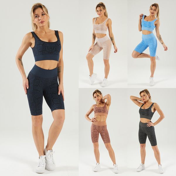 

outdoor indoor exercise fitness suit2021 seamless snake pattern yoga suit, Gray