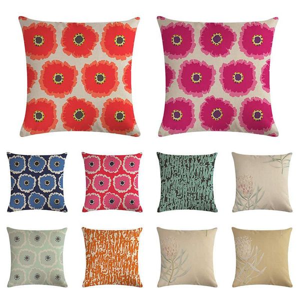 

cushion/decorative pillow stitched pattern cushion cover lily flower linen car chair sofa household decoration 45x45cm