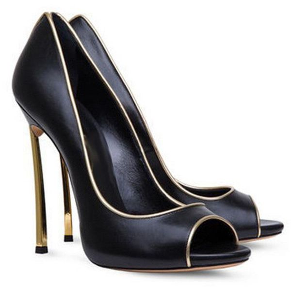 

dress shoes blade high heel gold bordered peep toe pumps black apricot wedding woman metal heels shallow slip on banquet