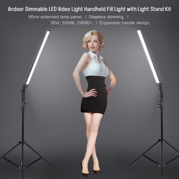 

andoer pgraphy studio led lighting kit dimmable led video light handheld fill light with stand 36w 5500k pgraphy