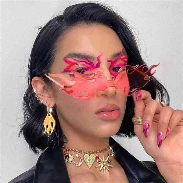 

luxury flame sunglasses rimless sun glasses eyewear trending metal side party sunglasses streetwear, White;black