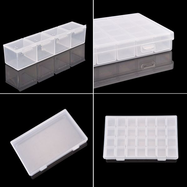 

28 grids nail glitters storage box makeup organizer manicure tool beads rhinestones display nail art tool diamond embroider case
