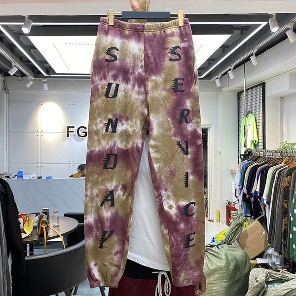 

2021 new tie dye kanye west sunday service holy spirit cpfm sweatpants men women stretch drawstring pants 5sml, Black