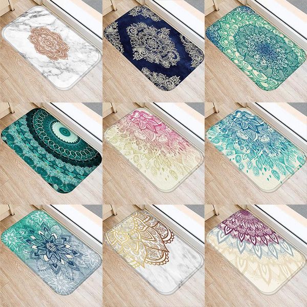 

mandala marble kitchen entrance door mat coral velvet carpet rubber colorful flower indoor floor mats non-anti-slip rug 48232