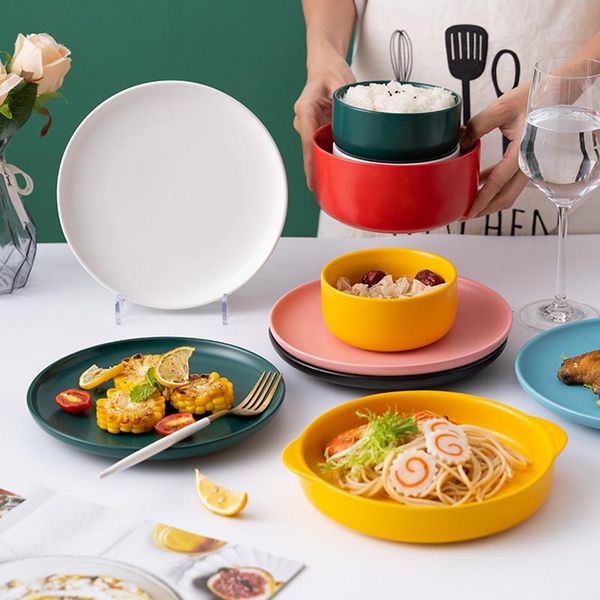 

ceramic bowl plate chopsticks set household tableware rice bowl noodle nut salad plate dessert restaurant decoration