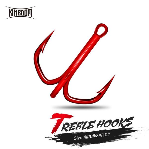 

fishing hooks kingdom crazy man 4# 6# 8# 10# carbon steel treble round bend feather hook lure tackles accessories