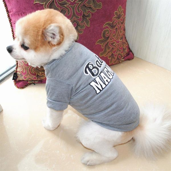 

dog apparel spring cotton soft clothes small pet t shirt gray letter printing