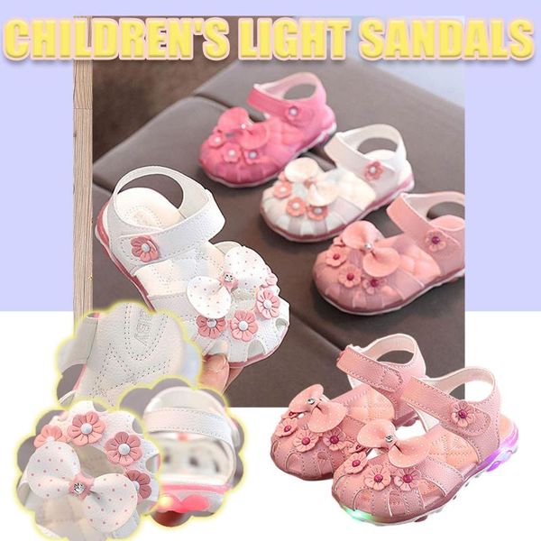 

sandals summer girls baotou small flowers casual light colored princess shoes kids baby for, Black;red