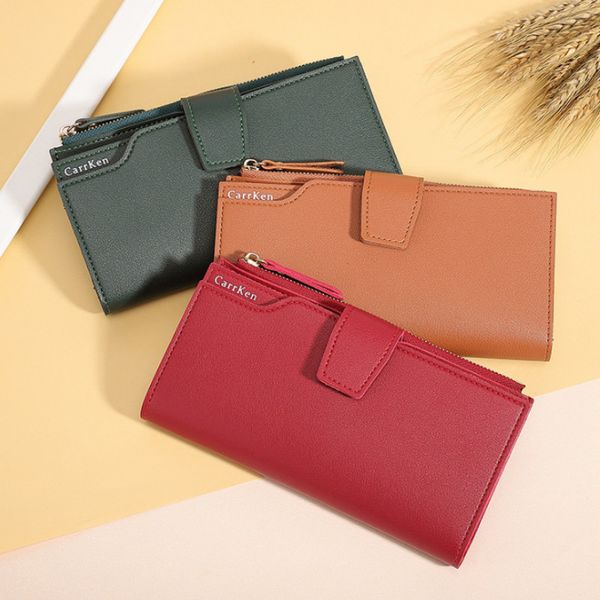 

brand leather women wallets designer zipper long wallet women card holder ladies purse money bag carteira feminina, Red;black