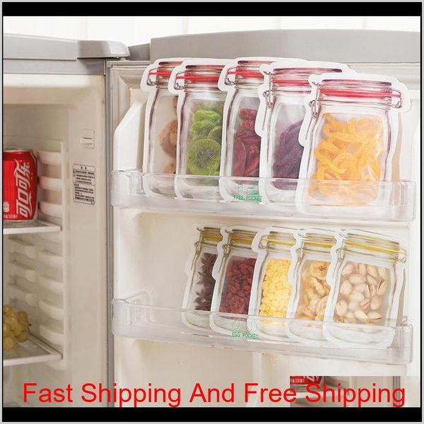 

500pcs reusable food storage zipper bags mason jar shape snacks airtight seal food saver leak-proof bags kitchen orga qylvzb pthome