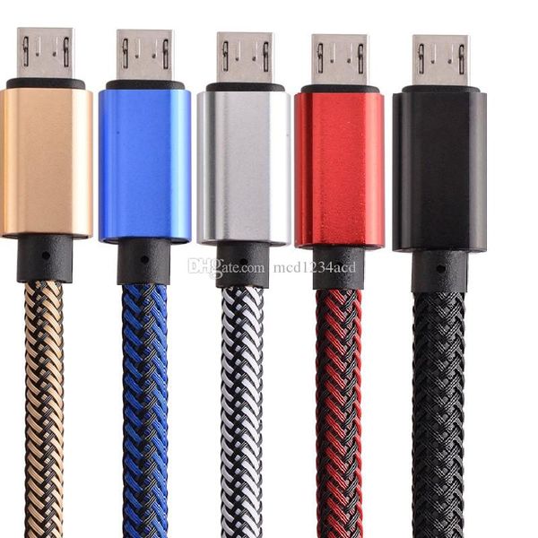 

aluminium alloy braided fabric 1m 2m 3m micro type c usb data sync charging cable for samsung htc android phone