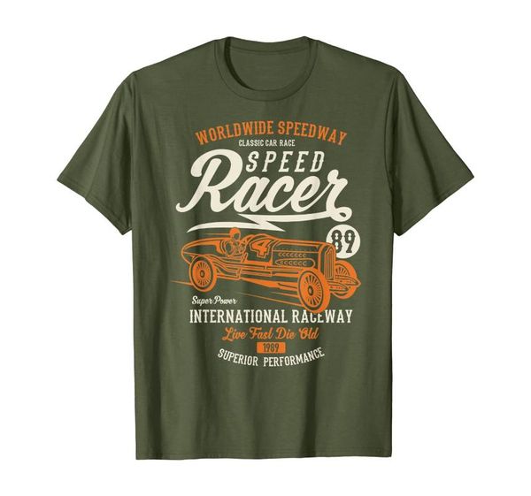 

men's t-shirts classic car speed racer t-shirt, White;black