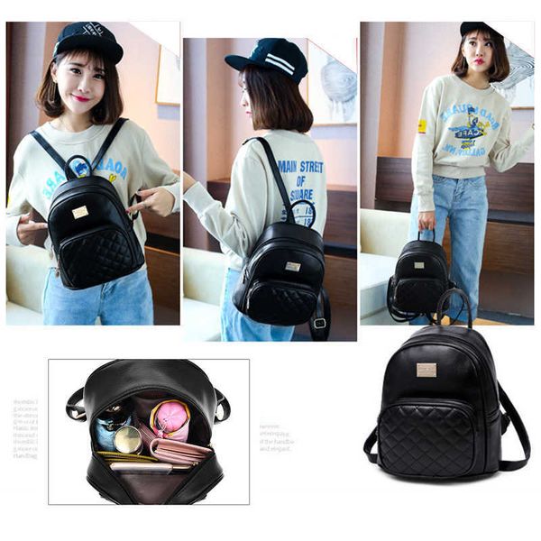 

fashion women small backpack girls backpacks black backpacks female fashion girls bags ladies black backpack leather school bag y0804