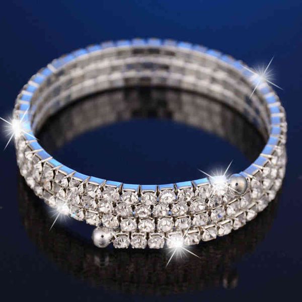 

bangle charm bracelets 2018 three row white diamond open popular ring full bridal headdress, Golden;silver