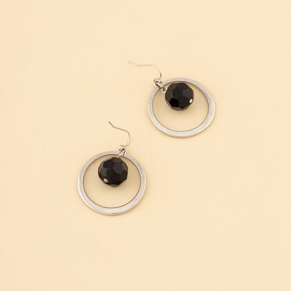 

jane european ring black glass pendant earrings advanced geometric women's, Golden