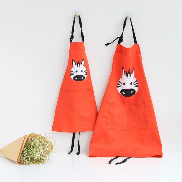 

aprons 1pcs zebra deer giraffe pattern woman kitchen apron children pocket bibs home cooking baking shop cleaning pinafore 46191