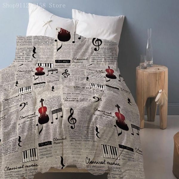 

bedding sets violin and musical notes pattern quilt cover bedroom qillowcase down duvet home textile
