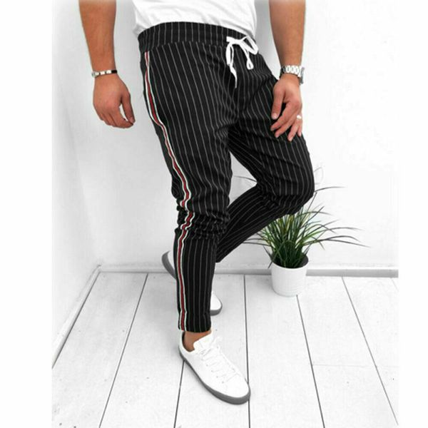 

uy men jogger sports gym bodybuilding running track slim fit long fashion new broek jogging, Black