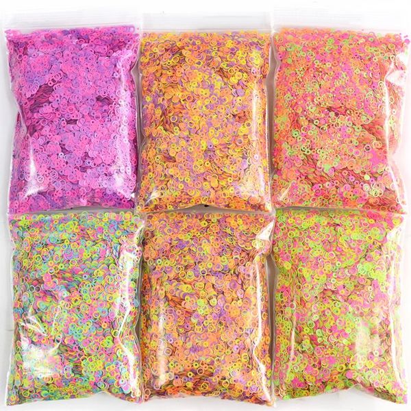 

nail glitter 50g/bag neon art sequins mix size hollow round fluorescent color flakes circle diy slice manicure decorations hj#49, Silver;gold
