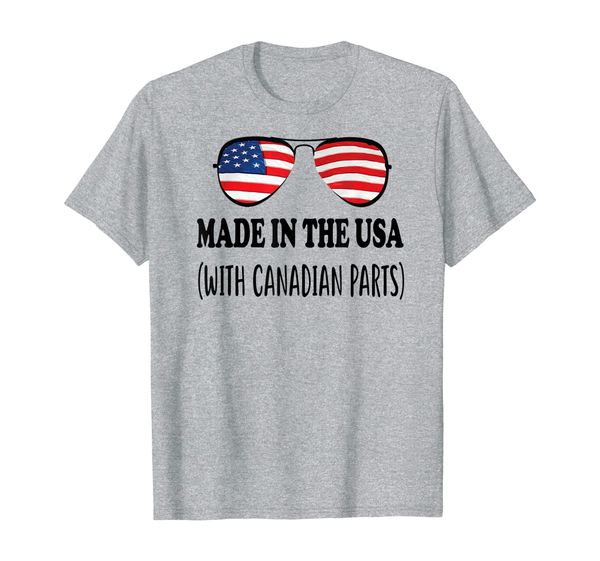 

made in usa with canadian parts funny american gift t-shirt, White;black