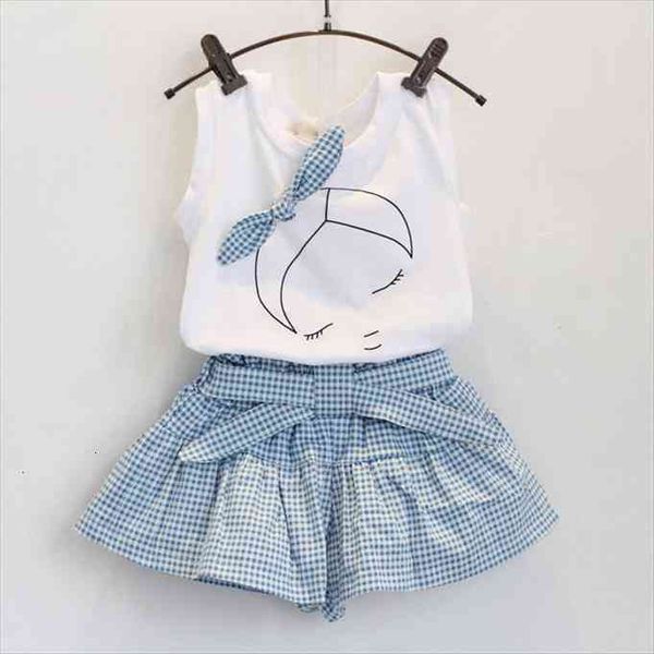 

brand summer girls clothing sets fashion cotton print short sleeve t shirt and shorts clothes sport suits, White