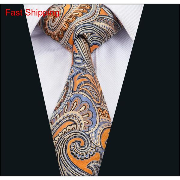 

classic silk men ties paisley tie sets orange mens neckties tie hanky cufflinks jacquard woven meeting business wedd qylnhm bdehome, Black;blue