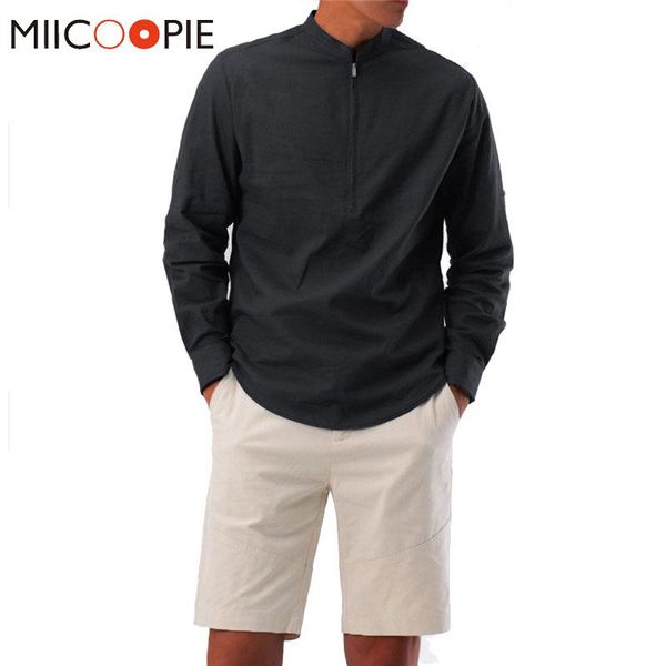 

men's casual shirts 2021 streetwear mens zipper neck design long sleeved male pullover shirt asian size social camisas para hombre, White;black
