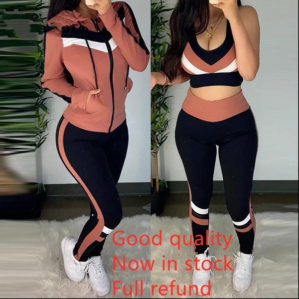 

colorblock crop amp womens tracksuits high waist pants hooded coat set casual 3 piece outfits sleeve style clothing length, Gray