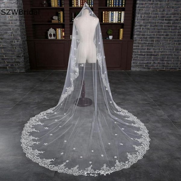 

bridal veils ivory wedding lace edge bride accessories boda velos de novia veil long voile mousseline, Black