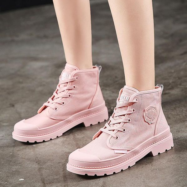 

boots 2021 female winter and autumn british wind thick bottom high shoes pink women's woman, Black