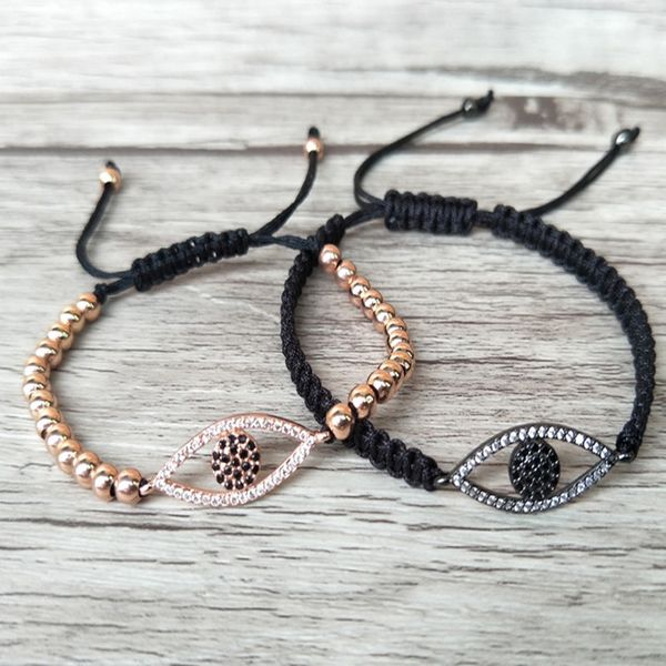 

5pcs micro pave cz turkish style eye connector charm beads bracelet braided macrame handcraft jewelry gift bg149, Golden;silver