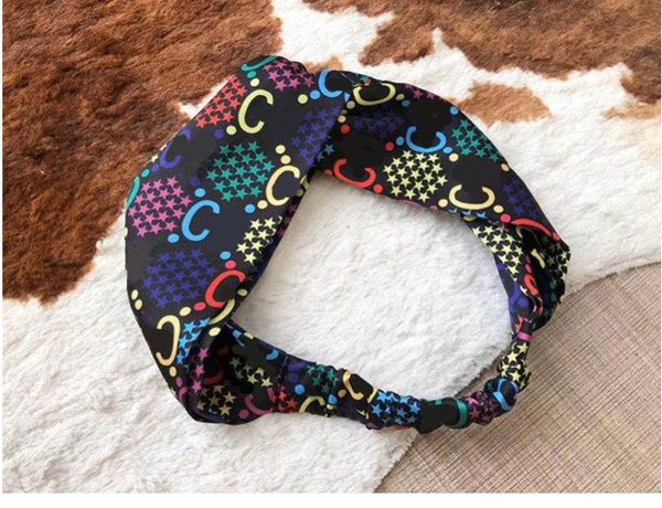 Sıcak Ipek Türban Kadınlar için Elastik Kafa Bandı Moda Tasarımcısı Kızlar Yıldız baskılı Spor Yoga Hairbands Retro Headwraps Baş Eşarp Hediye