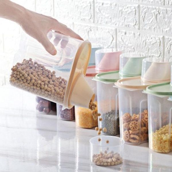 

storage bottles & jars kitchen food grain tanks seal pot plastic box of coarse tank receive a case