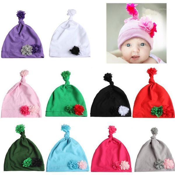 

caps & hats europe and america style baby india cap small chiffon flower contrast color knot set of head products children's ha1, Yellow