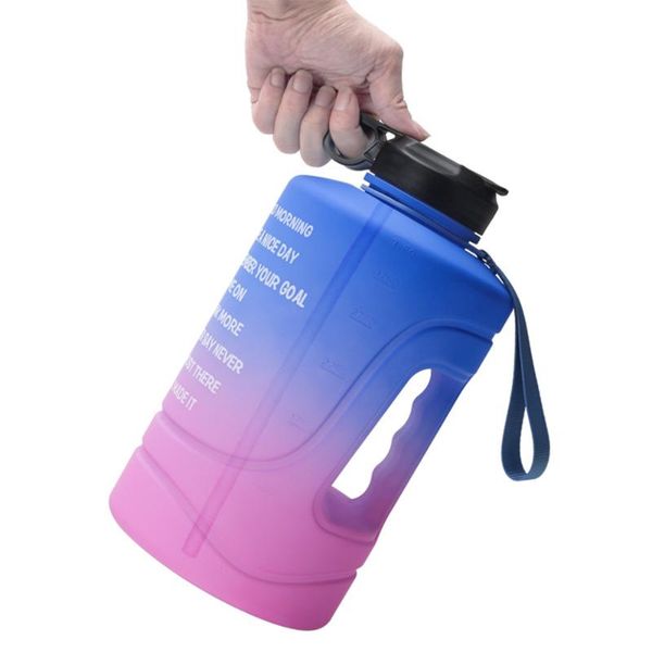 

water bottle 3.78l/2.2l big capacity sports gradient color kettle with time scale sport fitness portable climbing